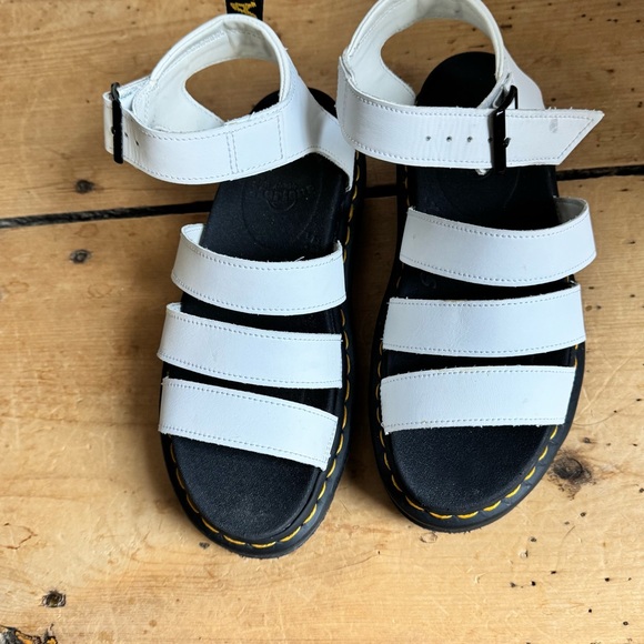 Dr. Martens CLARISSA II White Leather Sandals with Black Sole - Picture 3 of 7